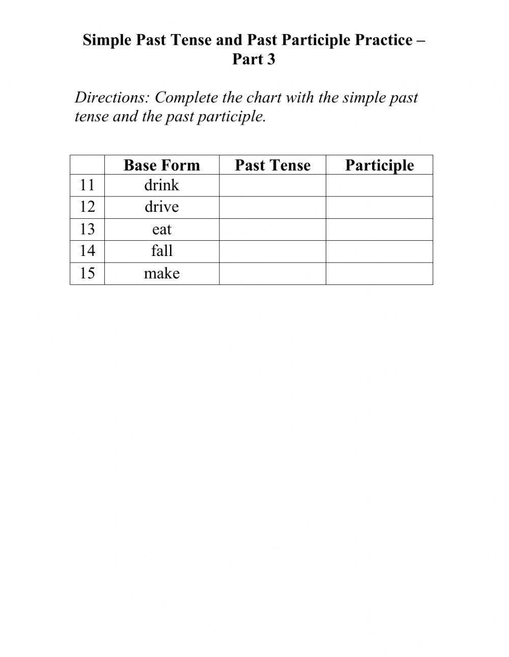 Past Participles - Part  3