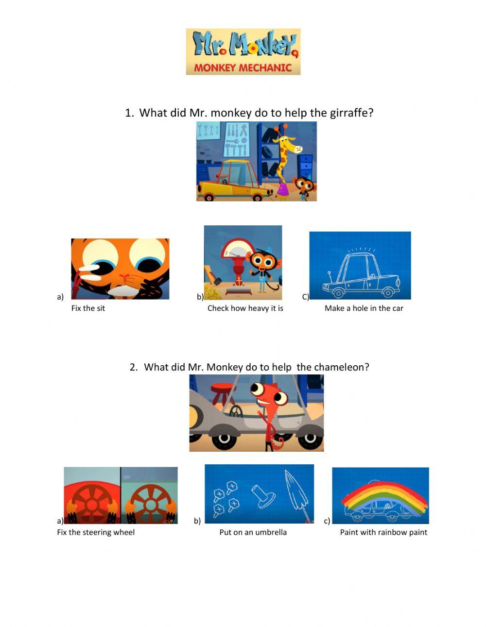 Mr. Monkey worksheet