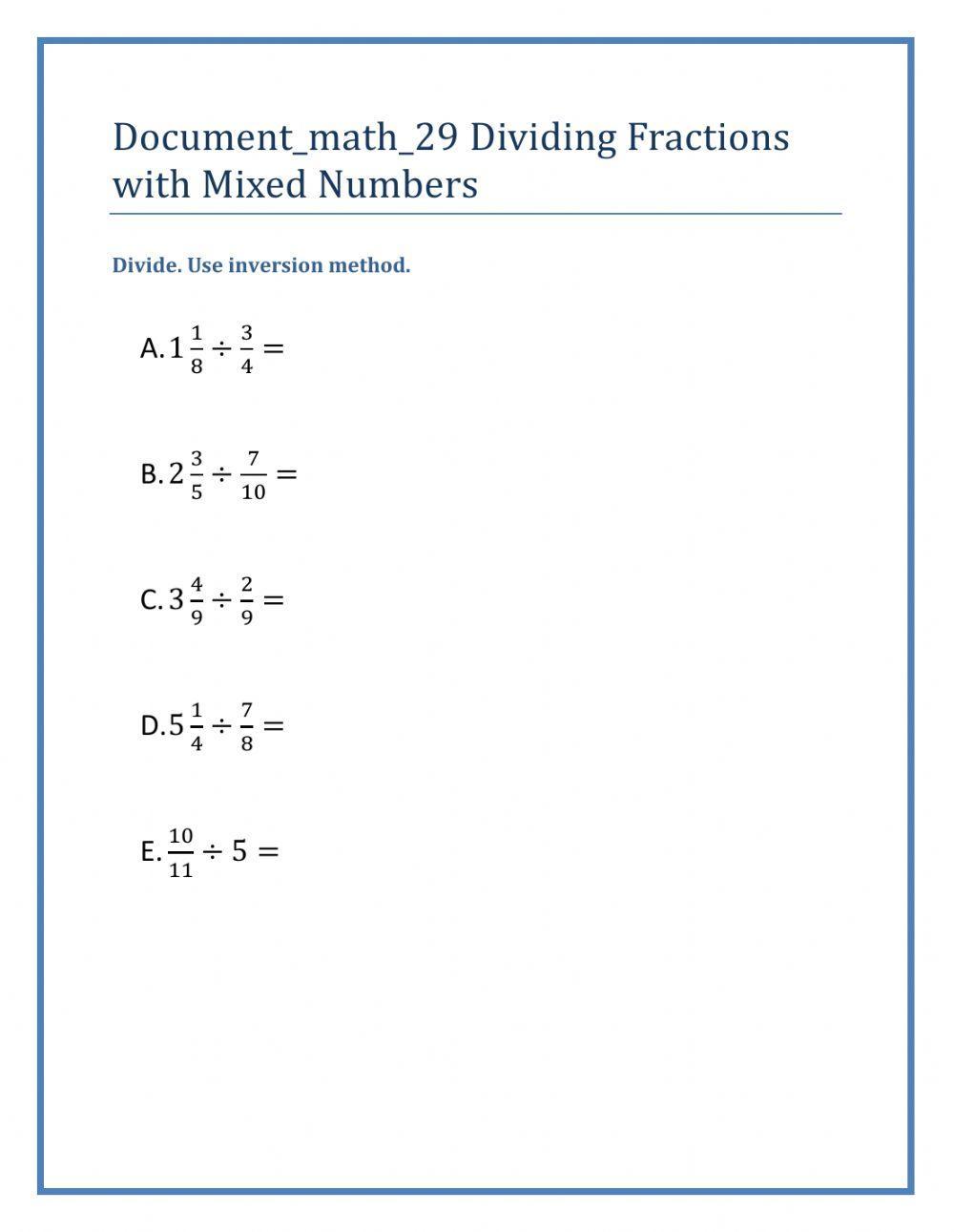 Dividing Fractions with Mixed Numbers