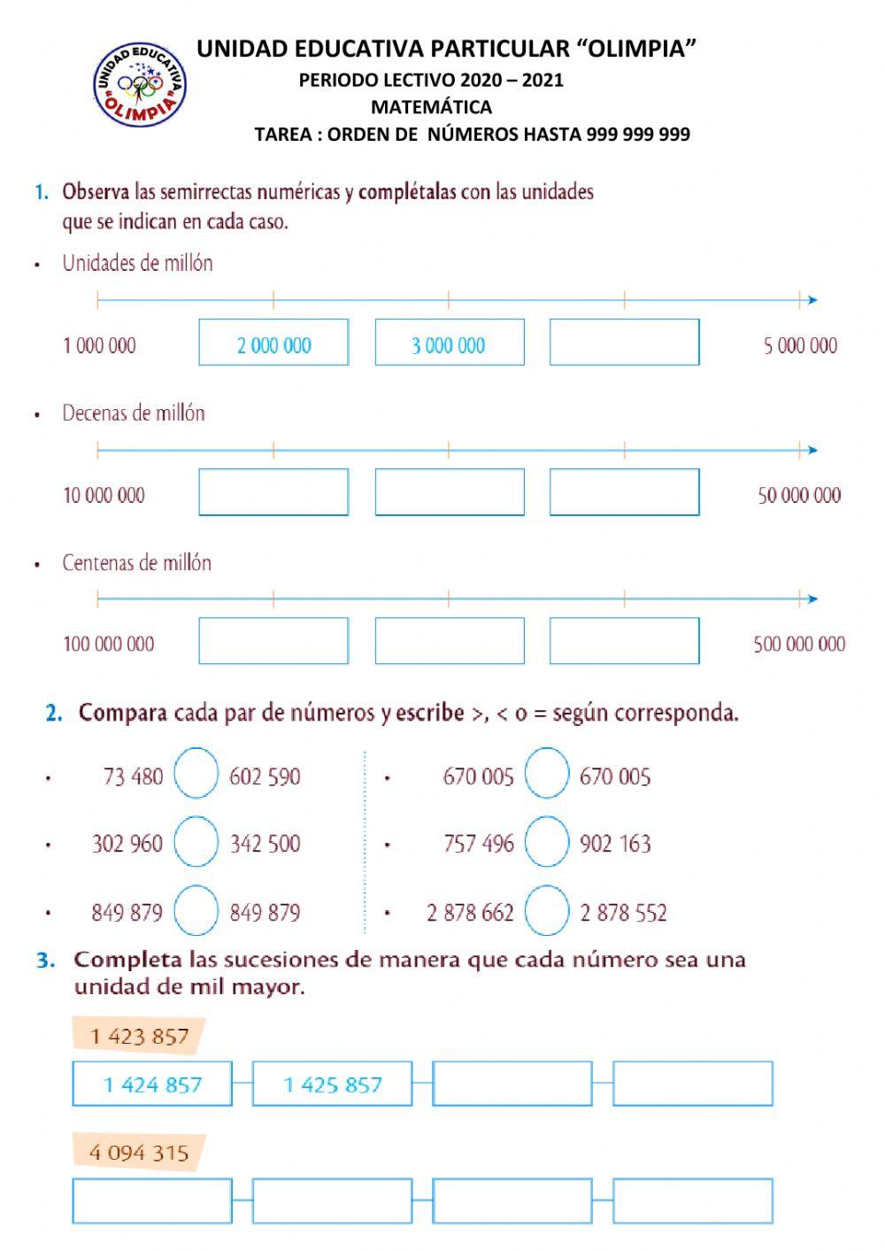 Orden de números naturales