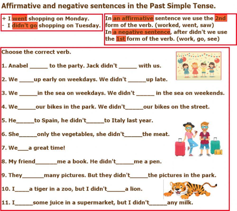 Affirmative and negative sentences in Past Simple