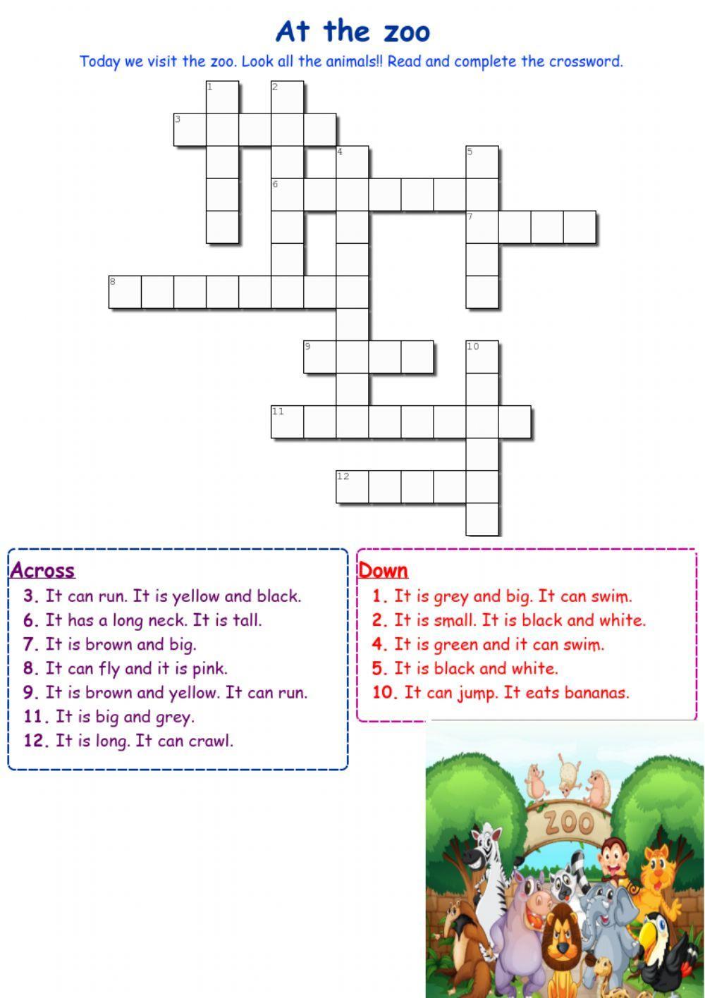 Animals at the zoo - Crossword