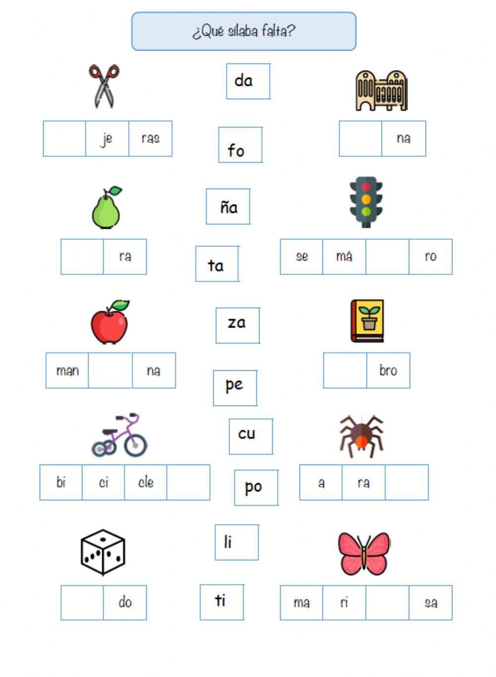 ¿qué sílaba falta?