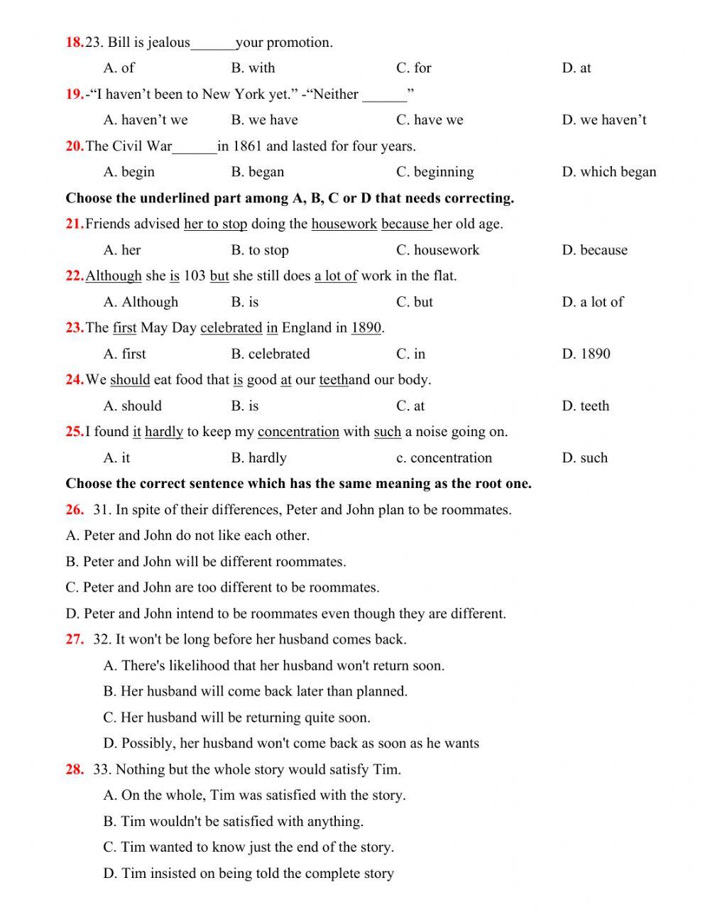 The Second Term Examination – ENGLISH 11-3
