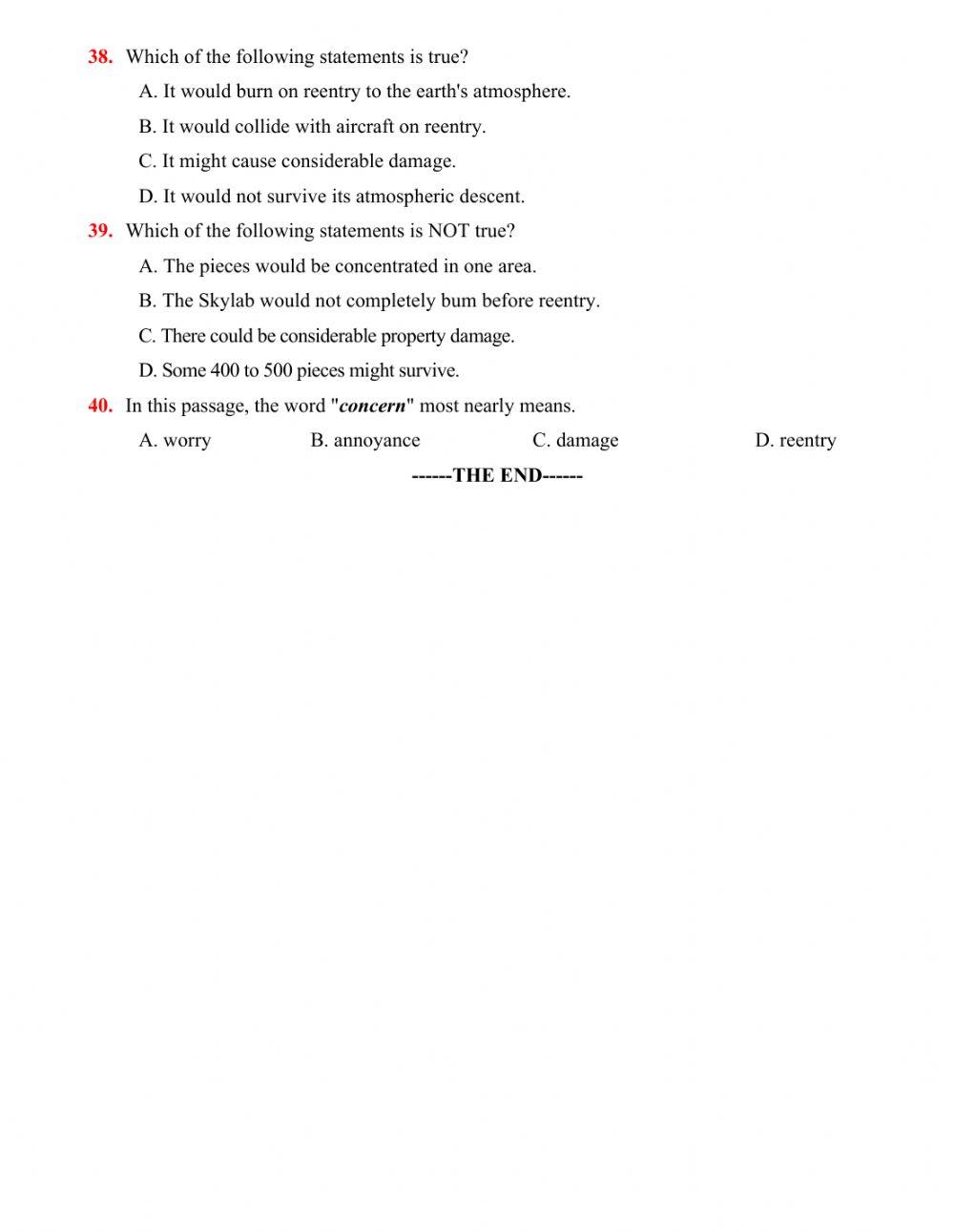 The Second Term Examination – ENGLISH 11-3