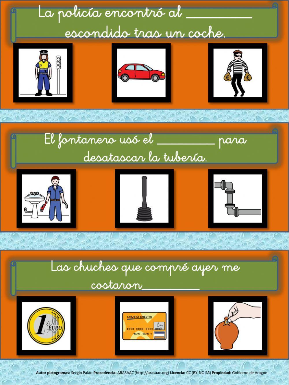 Comprensión lectora, frases cortas.