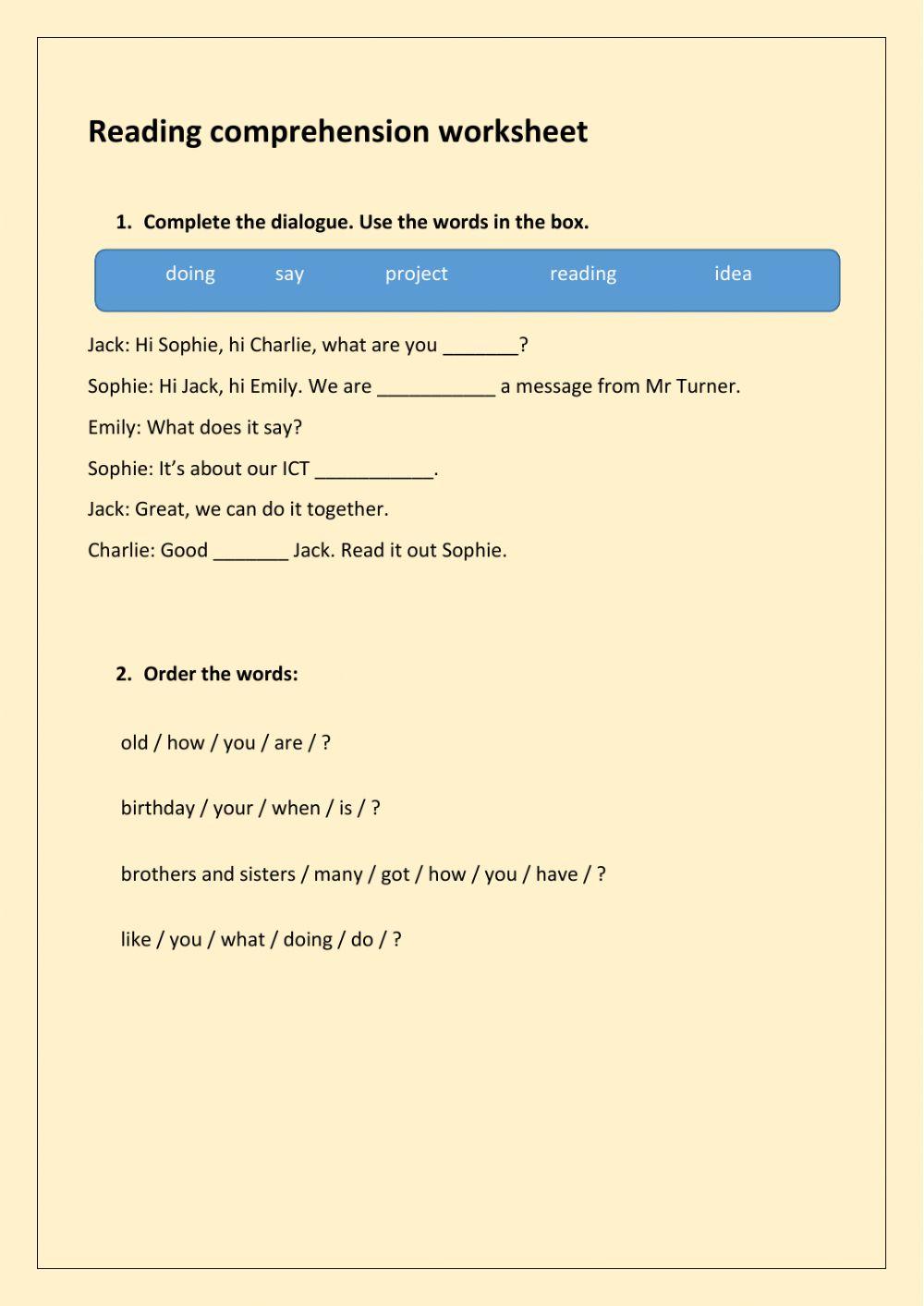 Reading comprehension