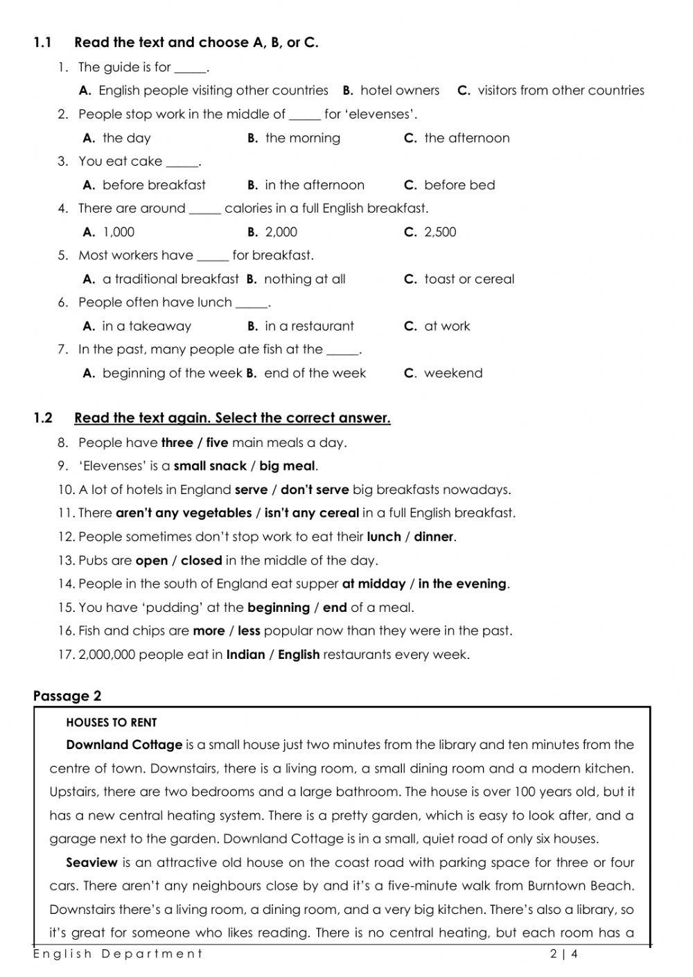 Reading G4 EF-3rd term exams