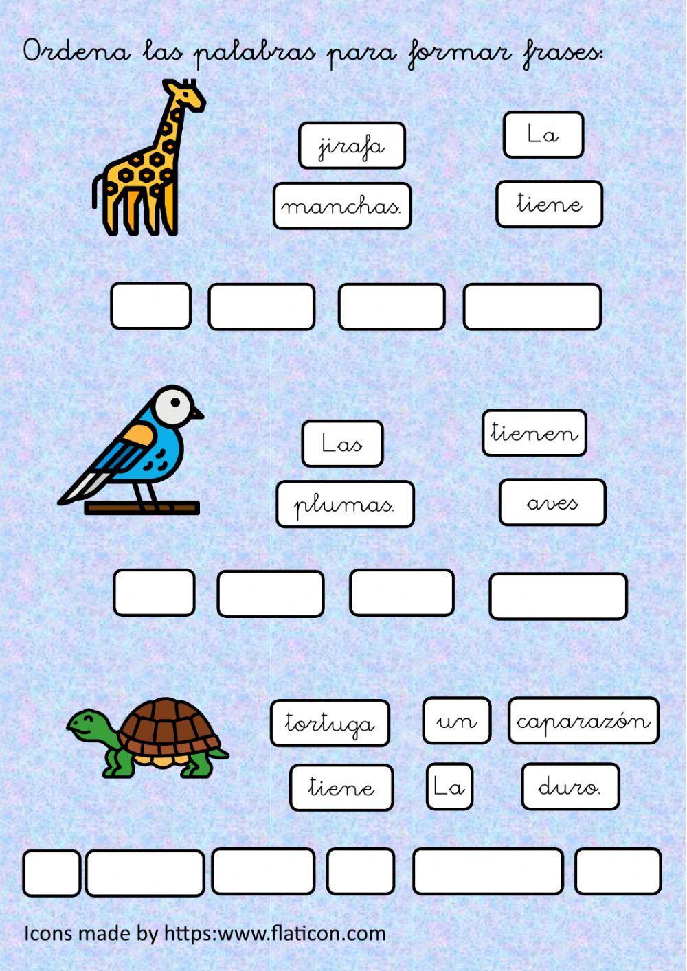 Ordena las palabras para formar frases