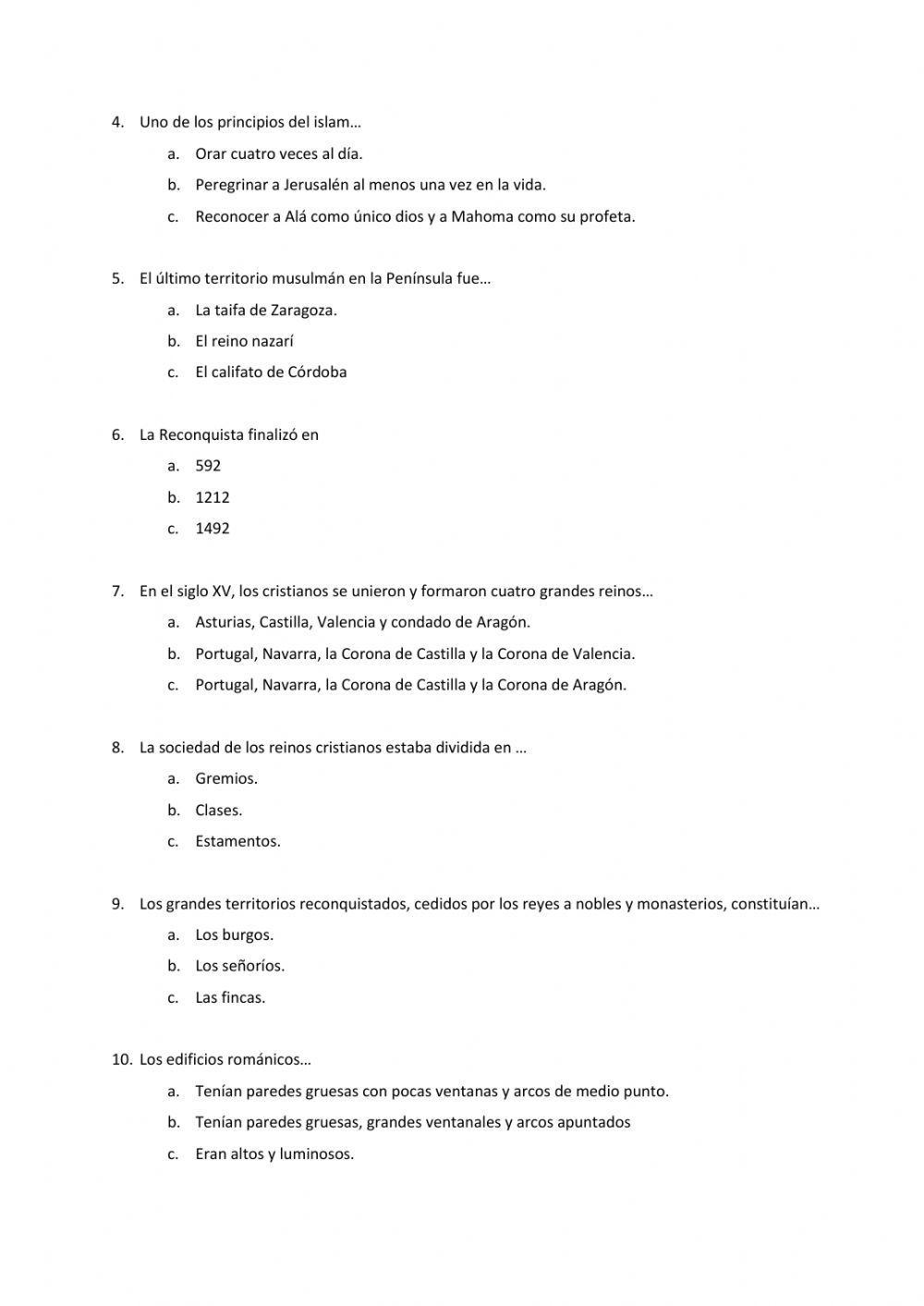 test Edad Media en España