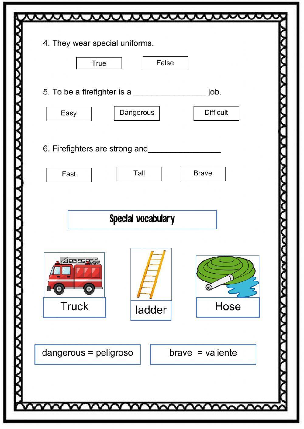 Reading comprehension - Firefighters