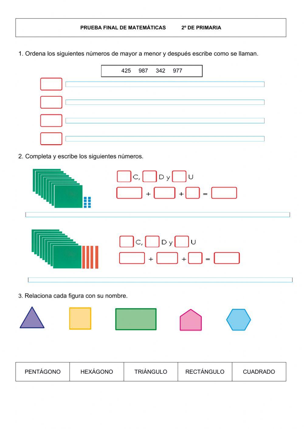 Prueba final matemáticas