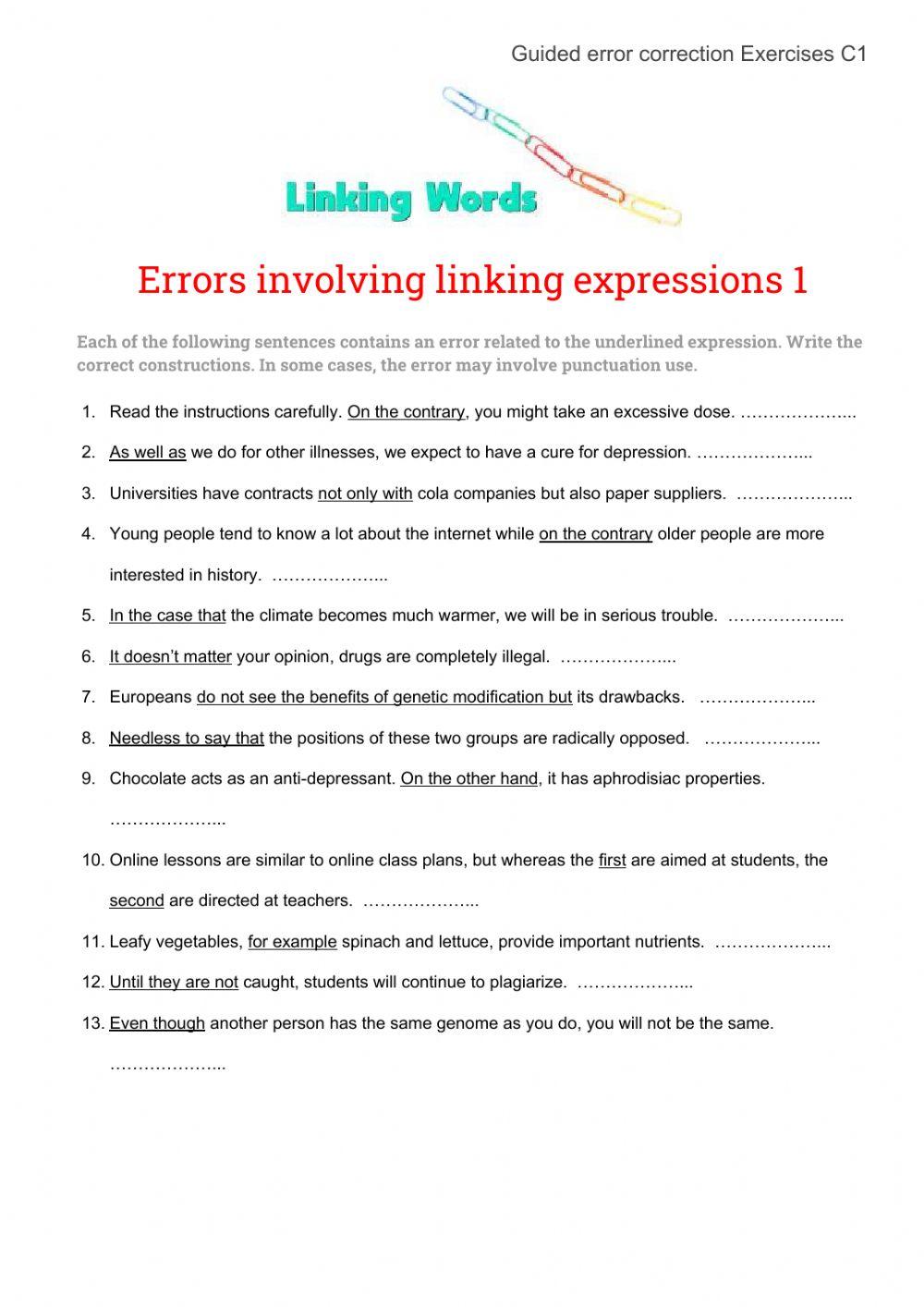 Errors involving linking expressions