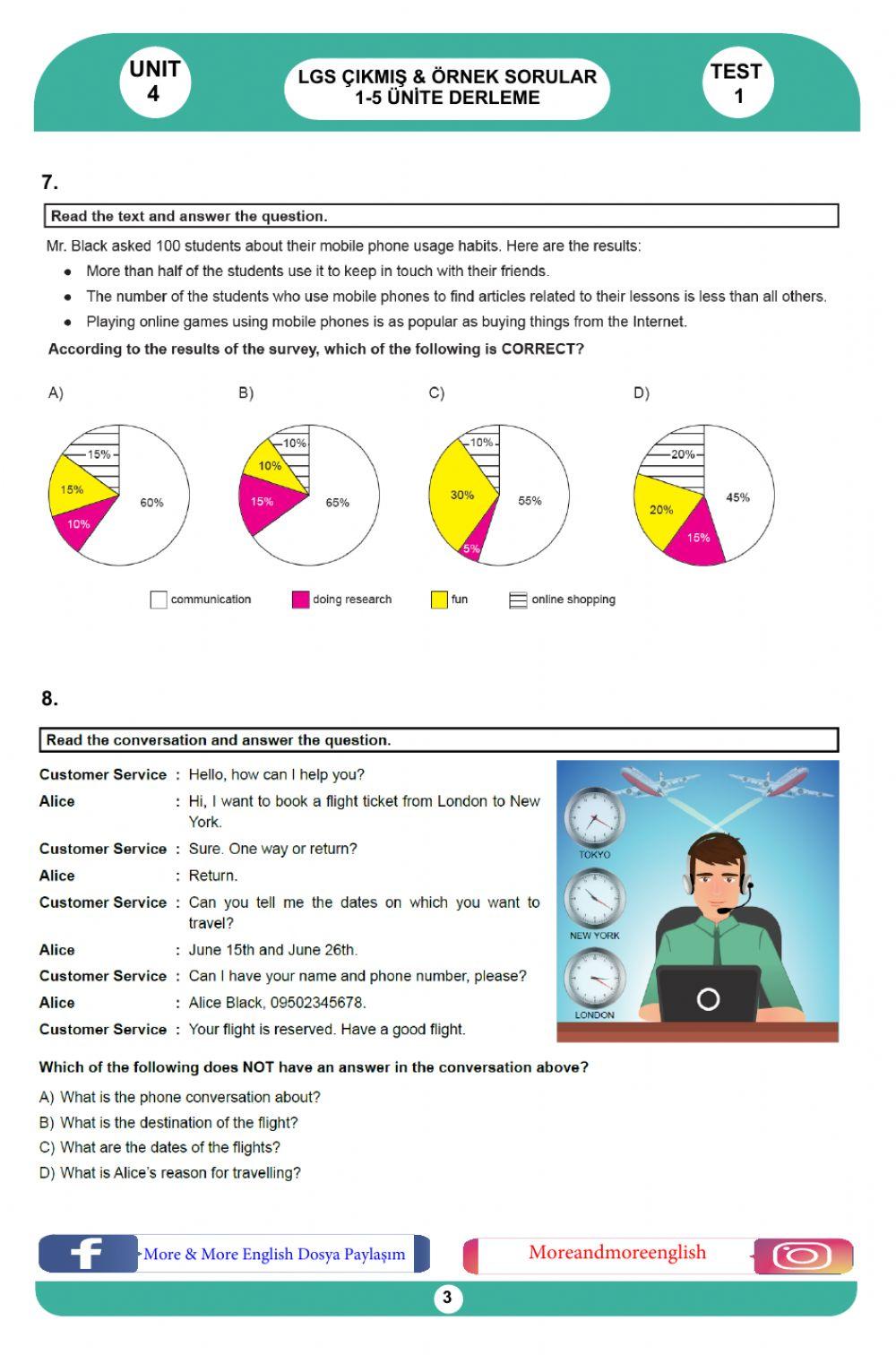 8.4 On the Phone- LGS - Örnek Sorular