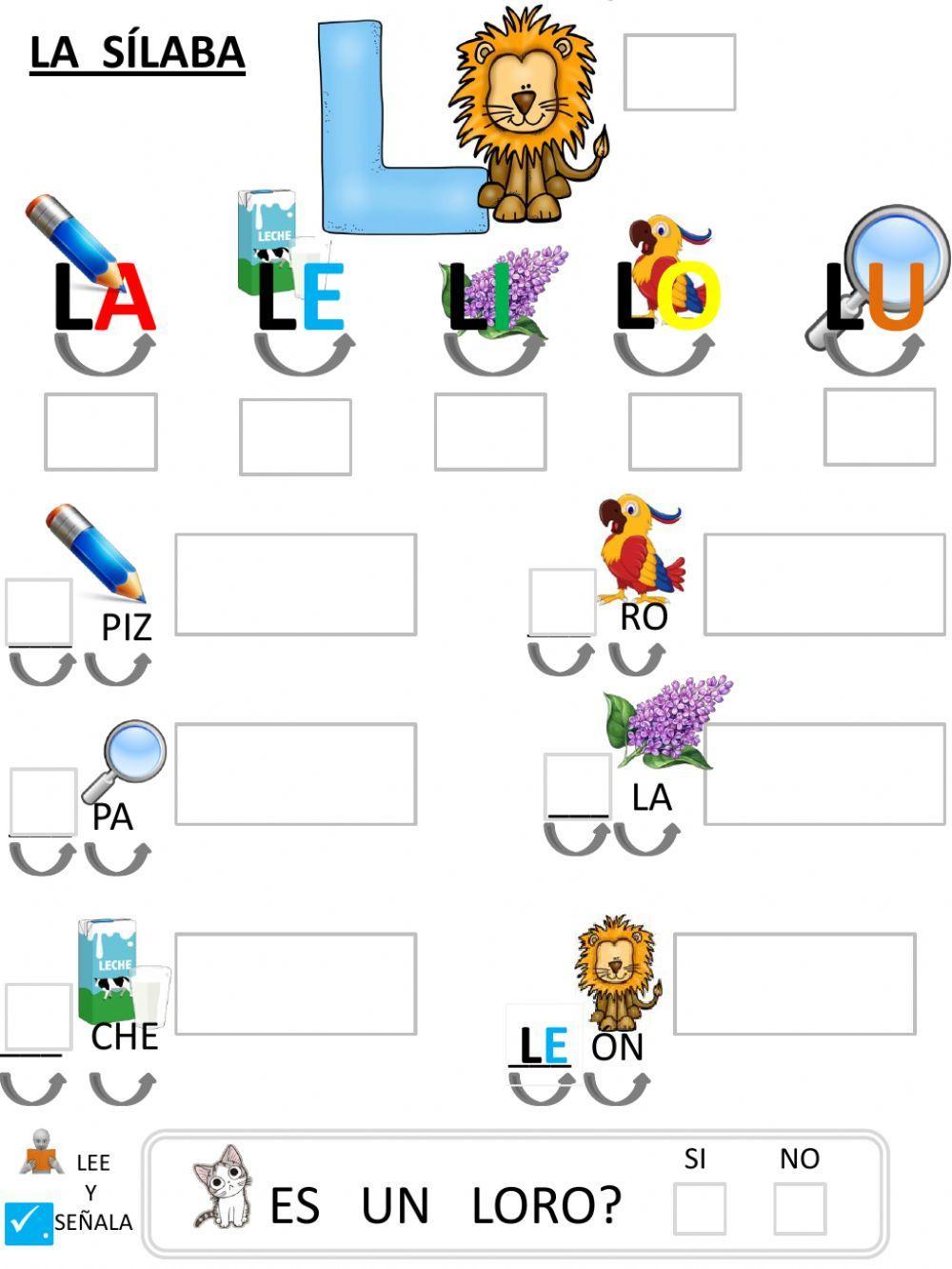 La sílaba: la, le, li, lo, lu
