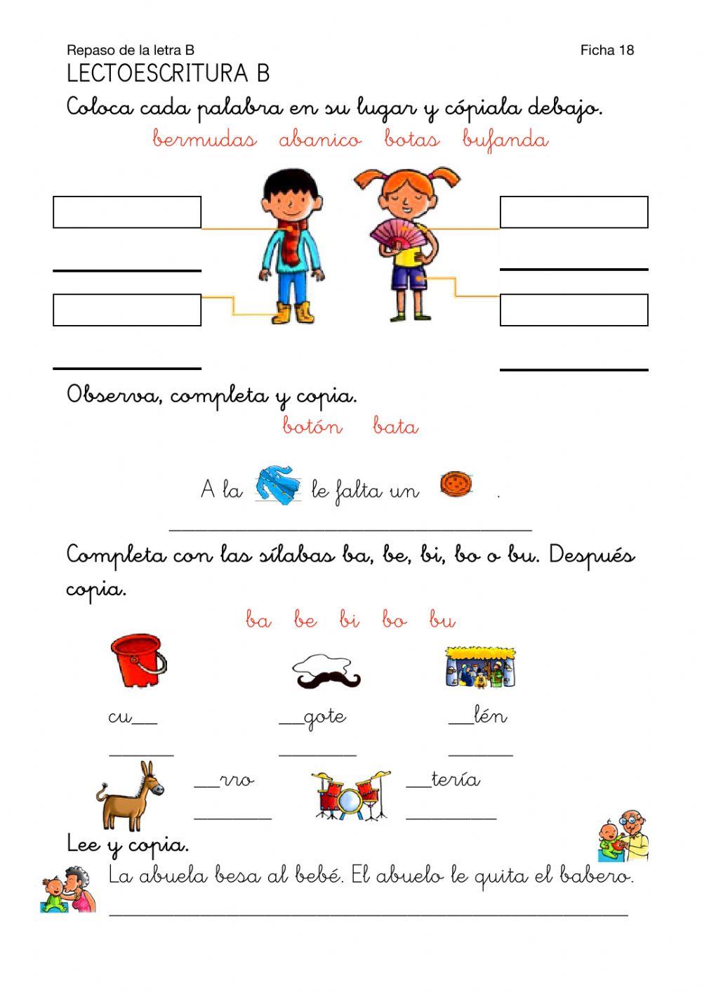 Lectoescritura-Ficha 18-Repaso B
