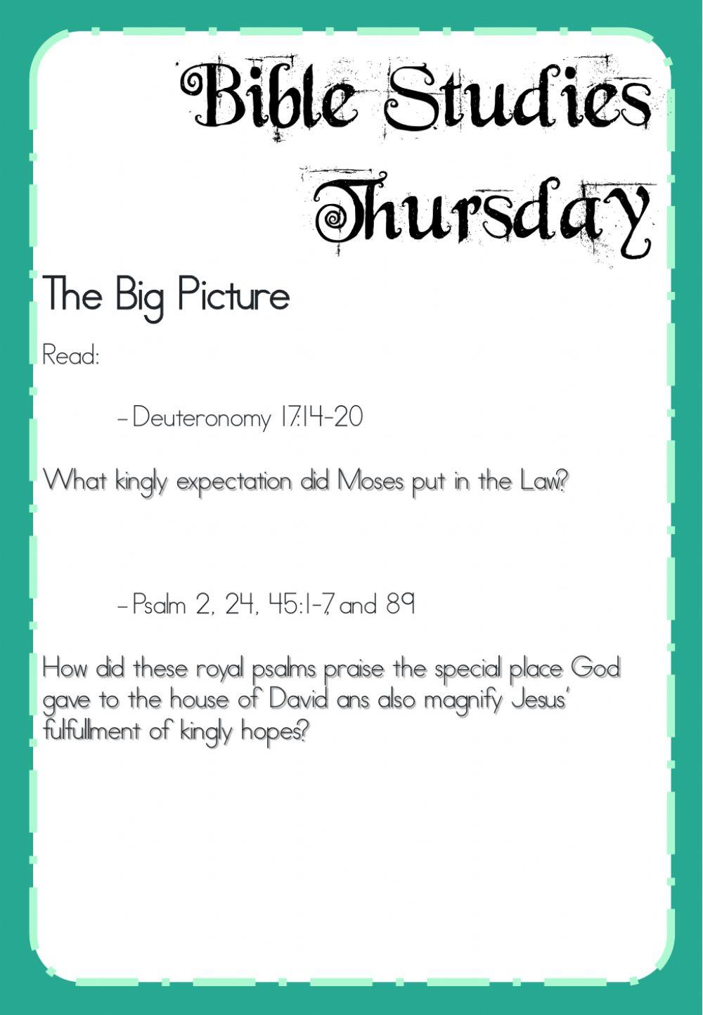Bible The Big Picture A W15 Thursday