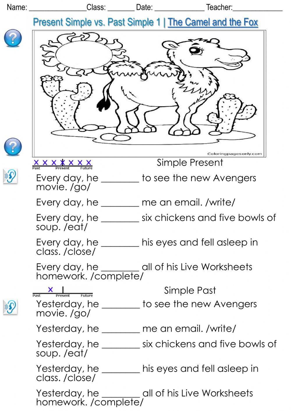 Present Simple vs. Past Simple 1 - The Camel and the Fox