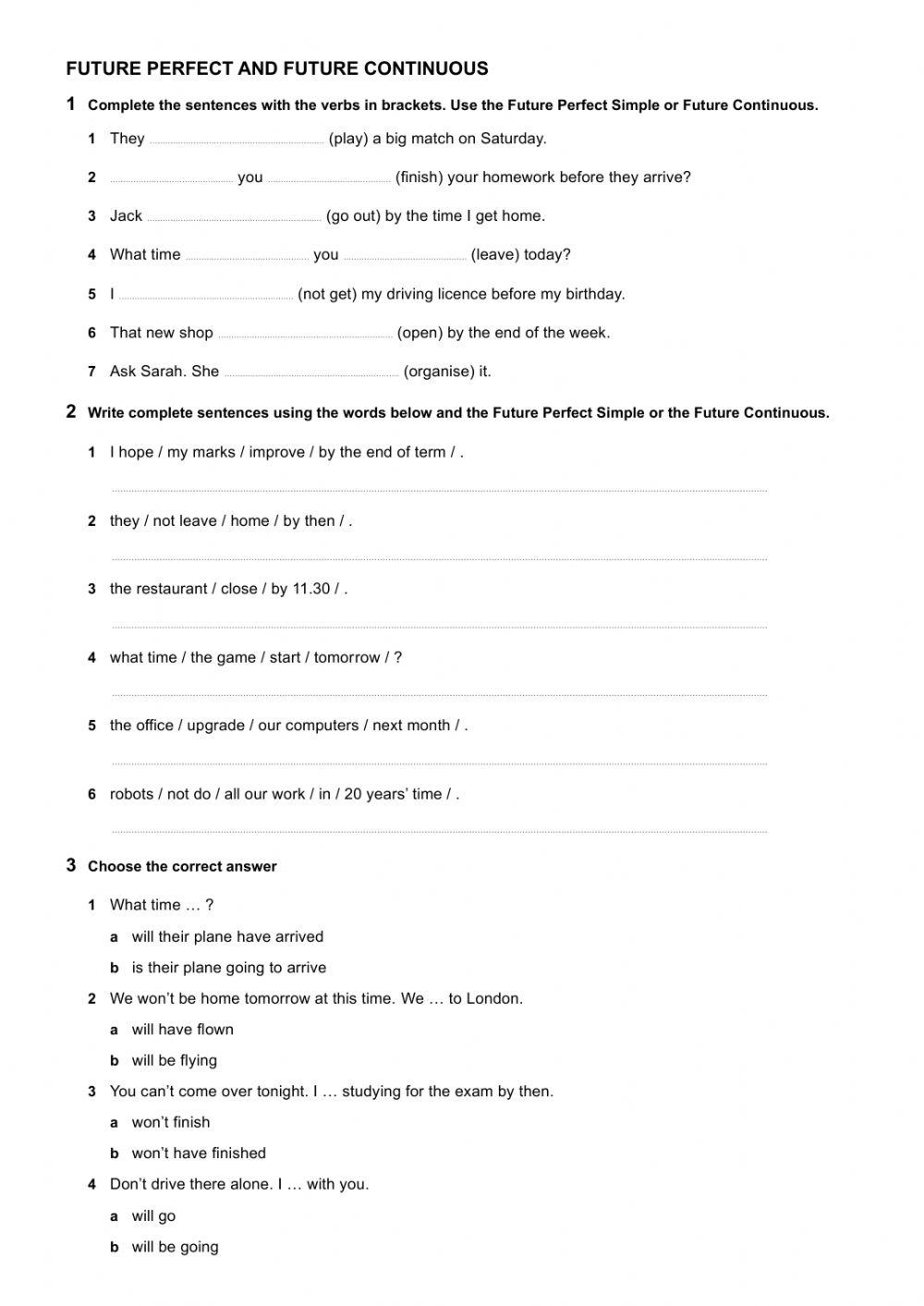 Future Perfect  and Future Continuous - Future tenses