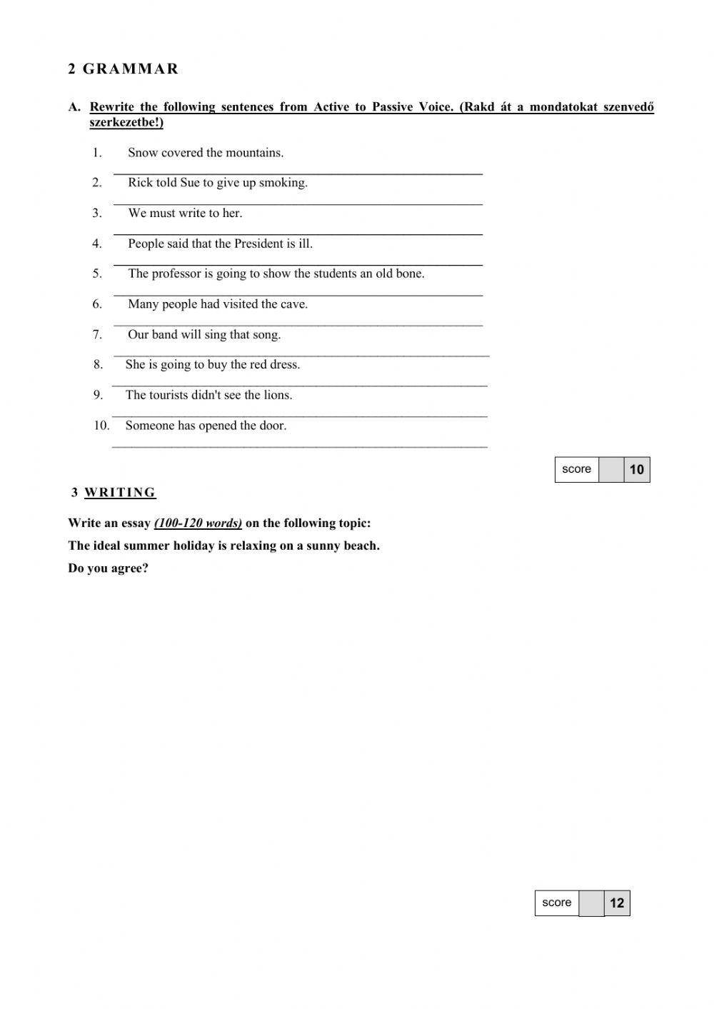 Traveller B1, Modul 6 Test (2nd version)