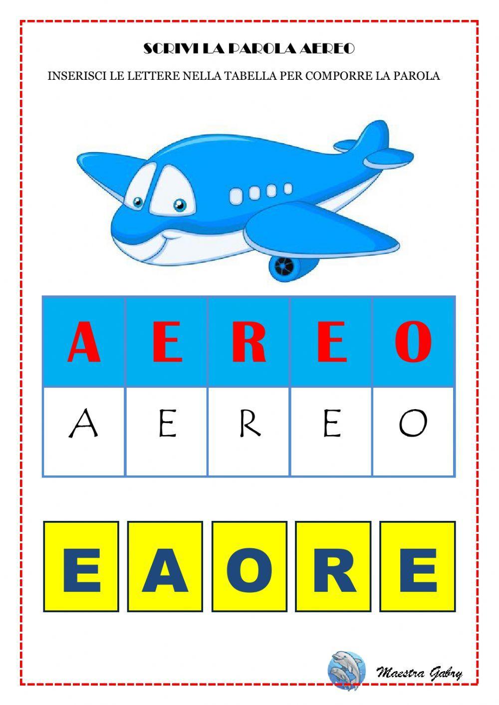 Scrivi la parola aereo