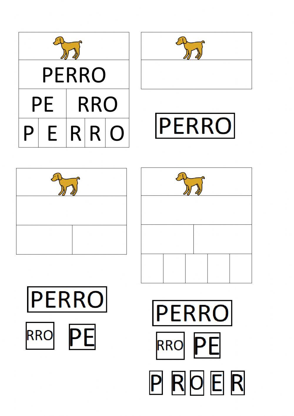 Descomposición palabras en sílabas y letras