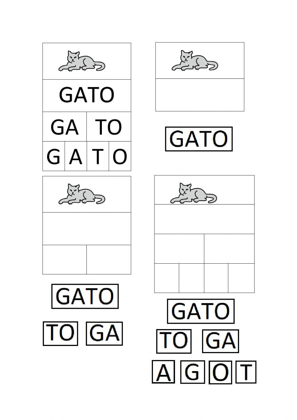 Descomposición palabras en sílabas y letras