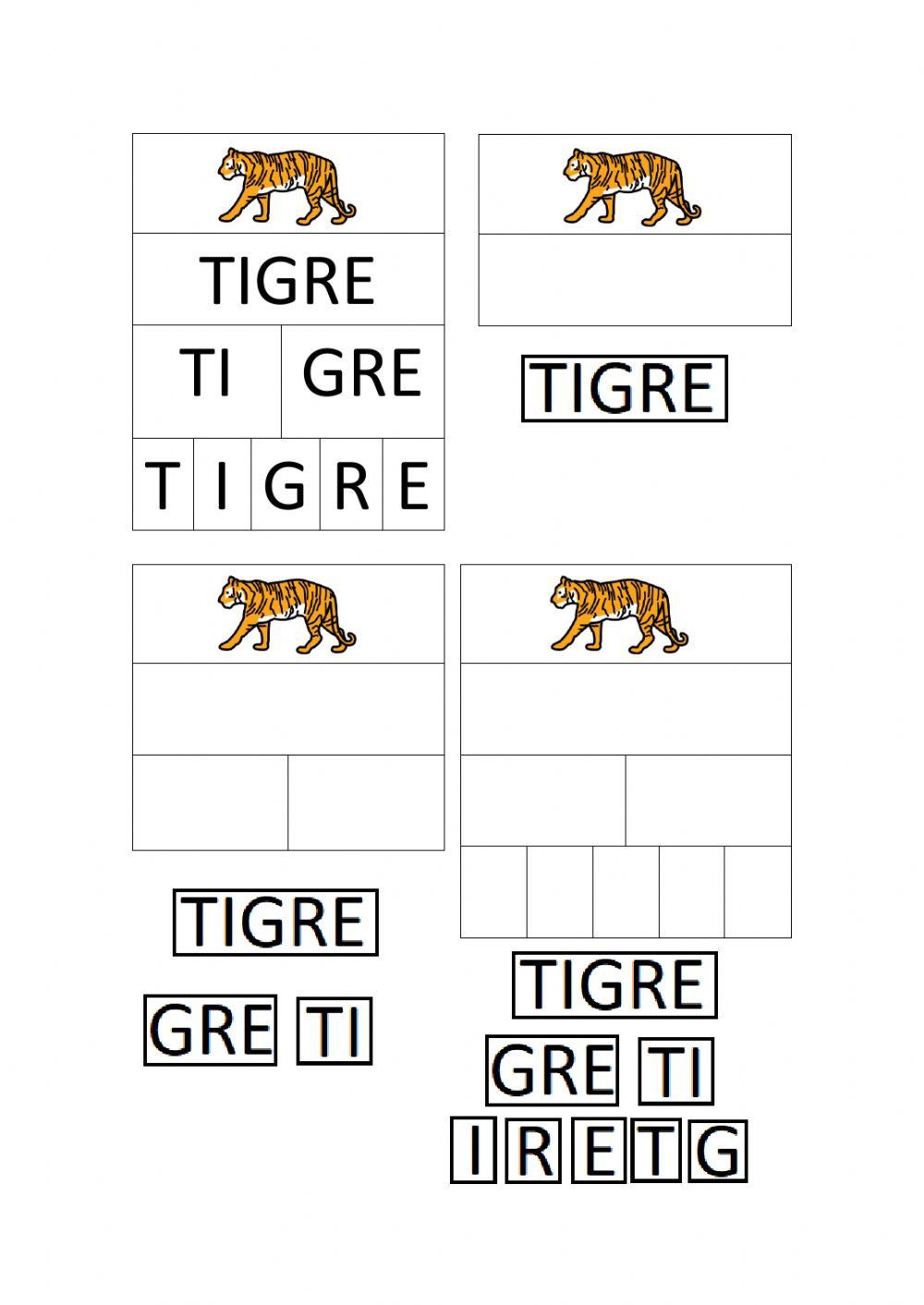 Descomposición palabras en sílabas y letras