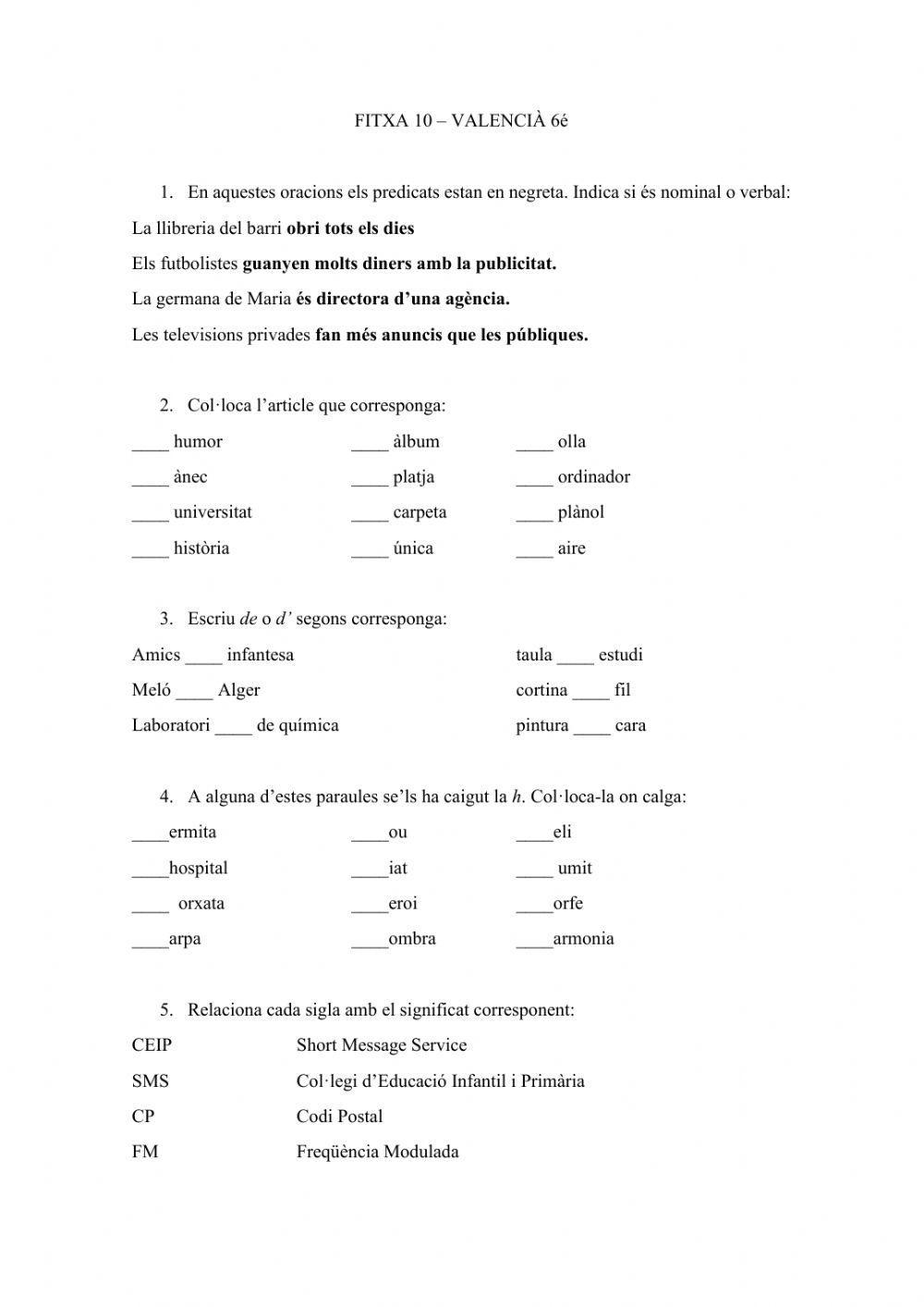 Fitxa tema 10 - Valencià