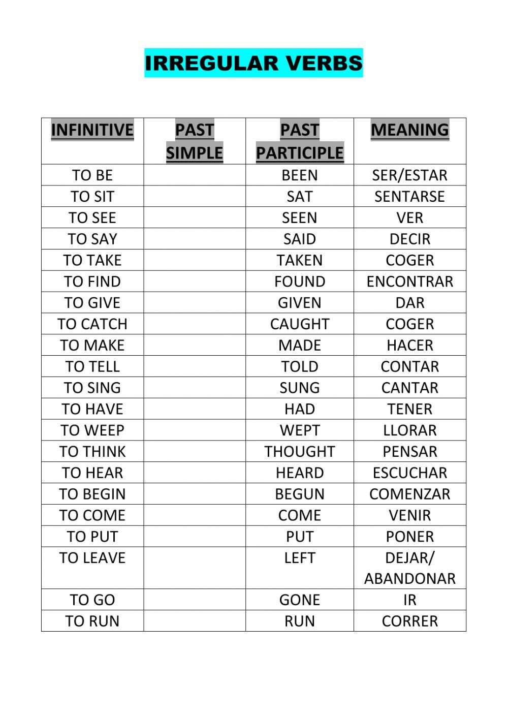 Irregular verbs