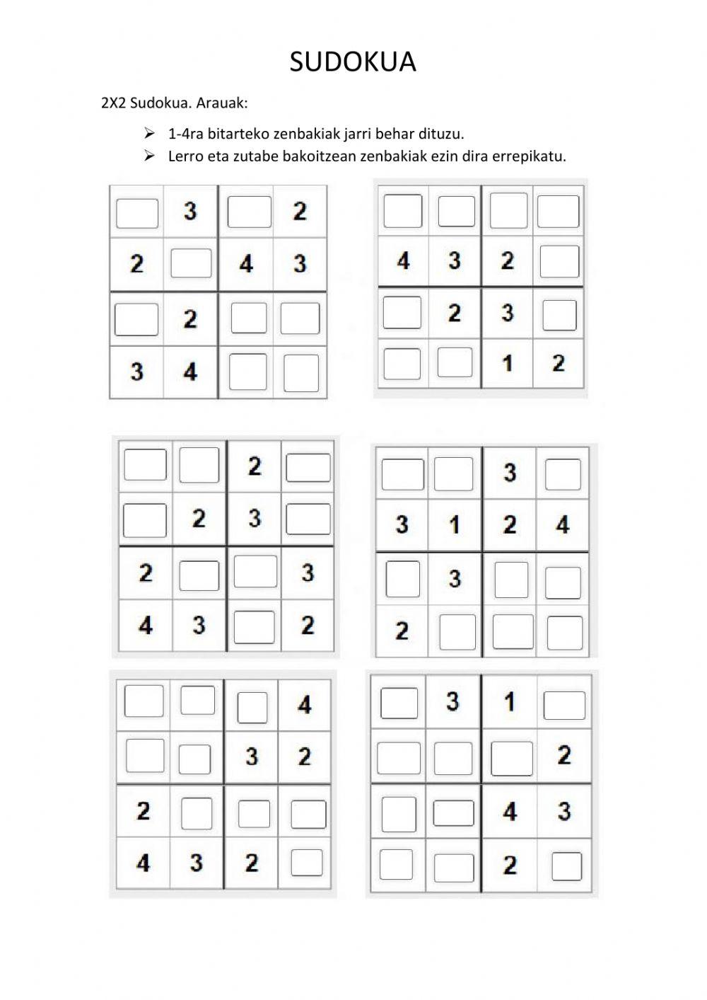 2 x2 sudokua