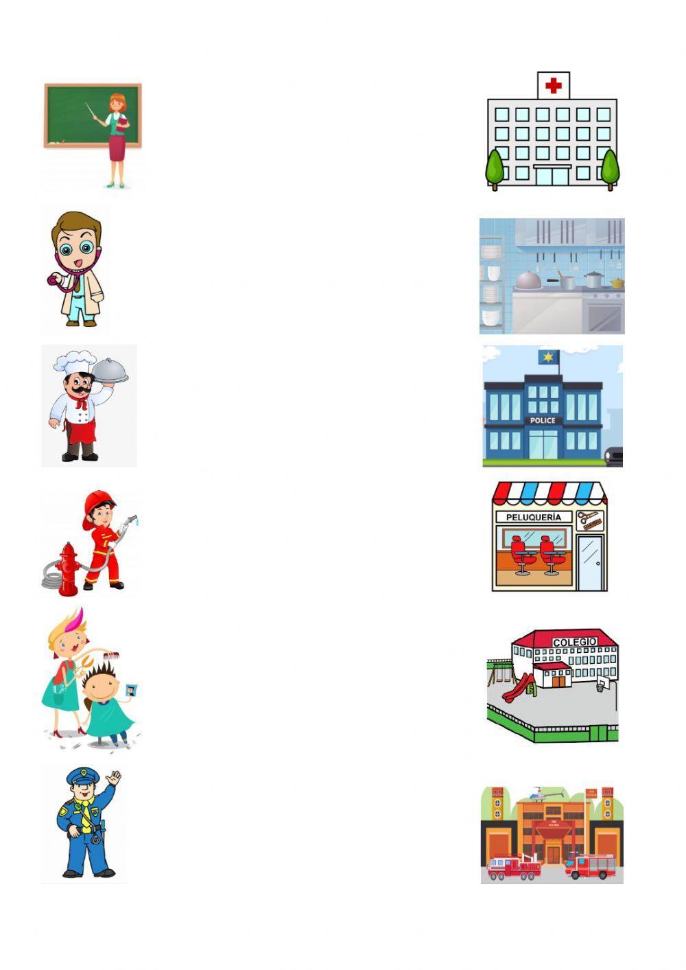 Unir profesiones y lugar de trabajo (INFANTIL)