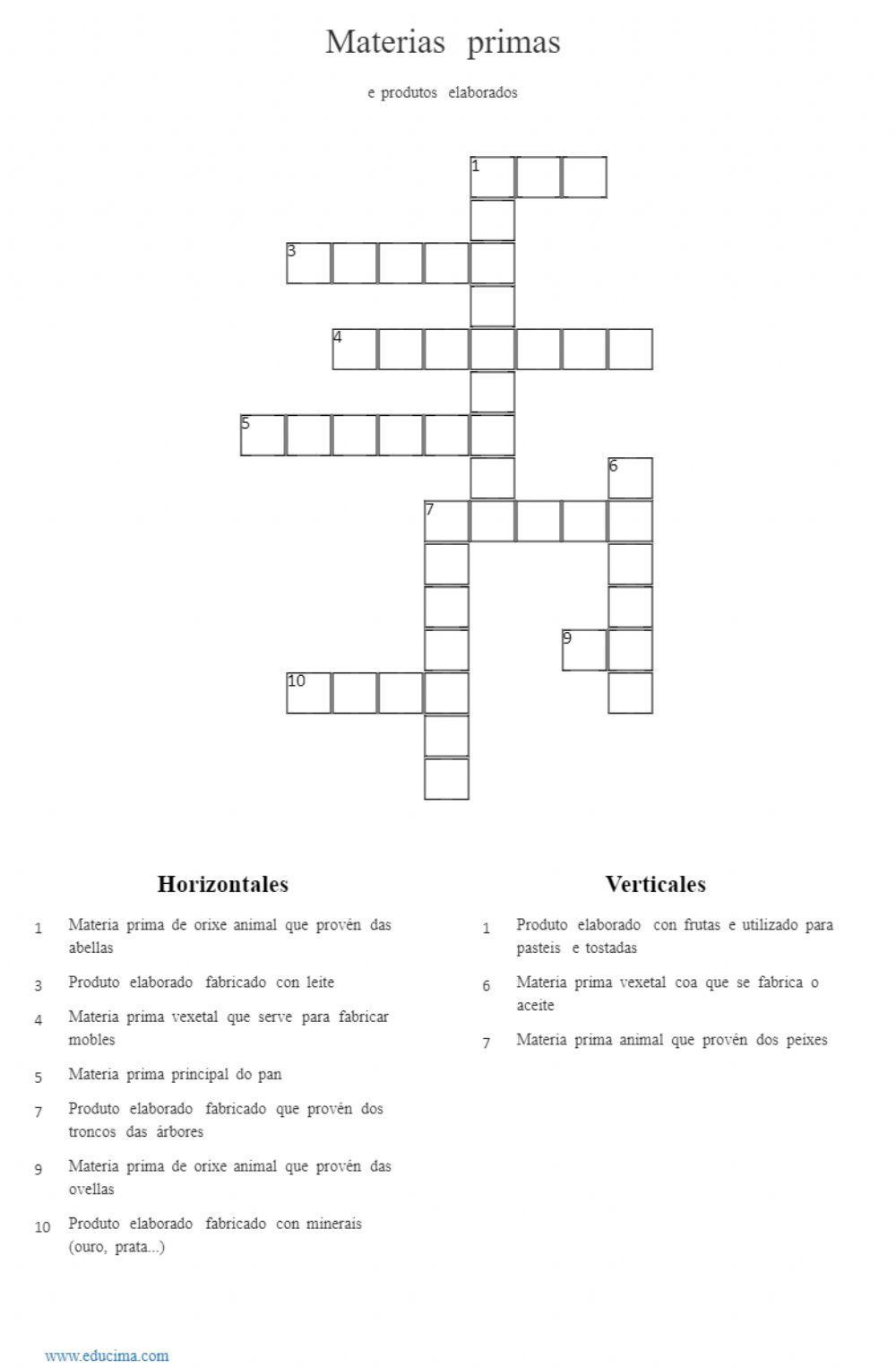 Materias primas e produtos elaborados