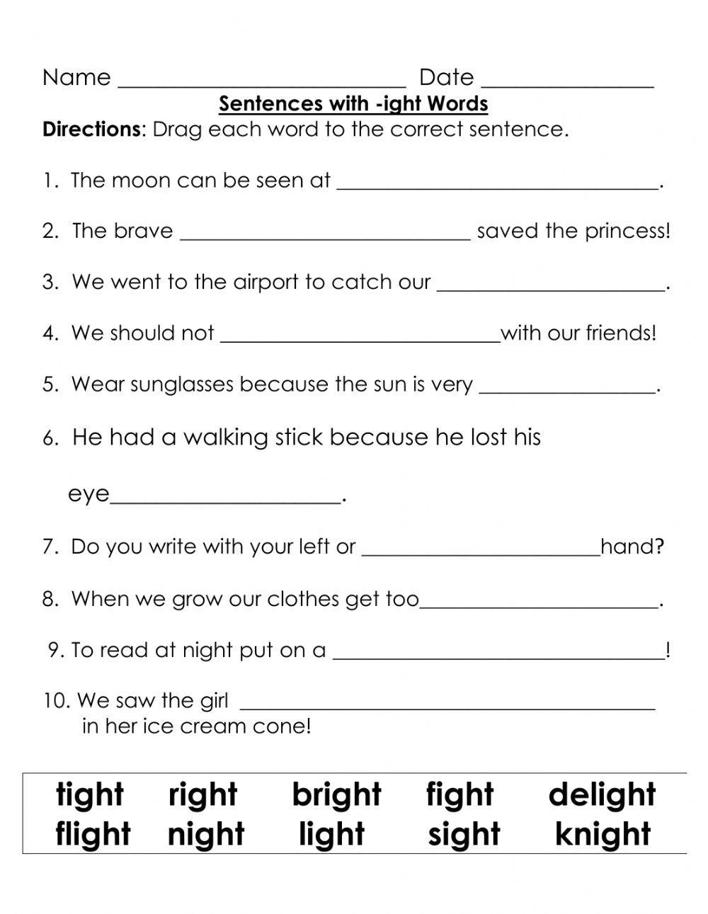 233474 words with ights rkytka liveworksheets