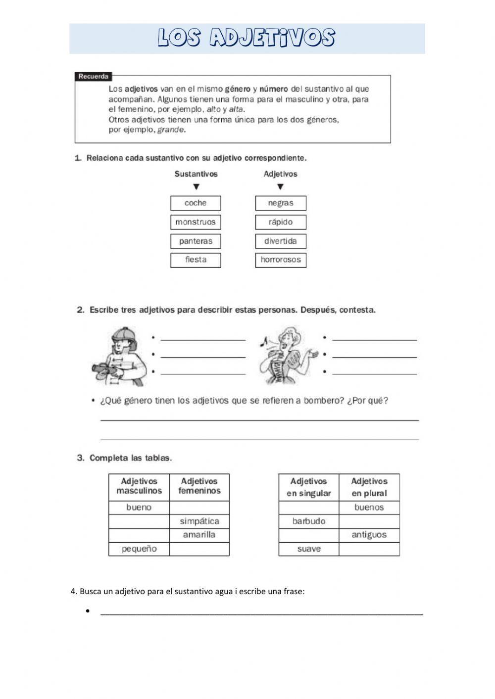 Los sustantivos y los adjetivos