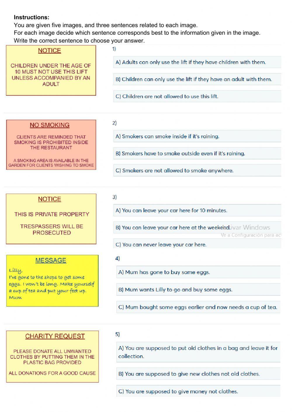 Reading B1 Pet for schools