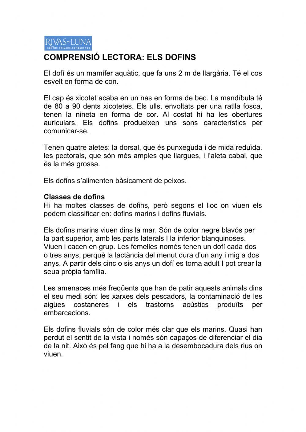 Comprensió lectora segon de primària