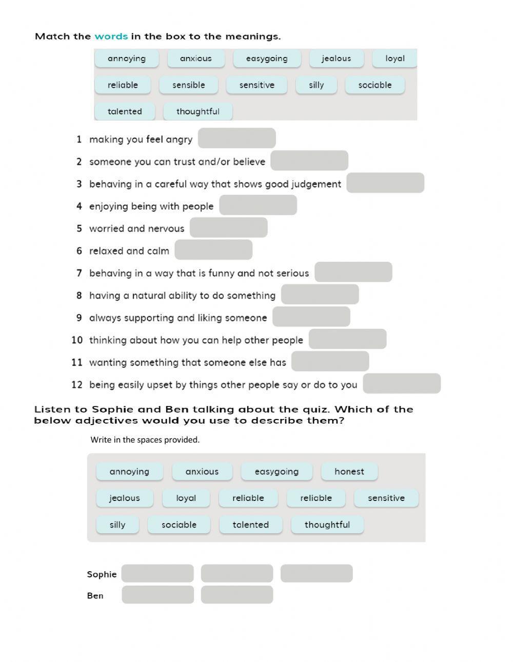 Personality Adjectives