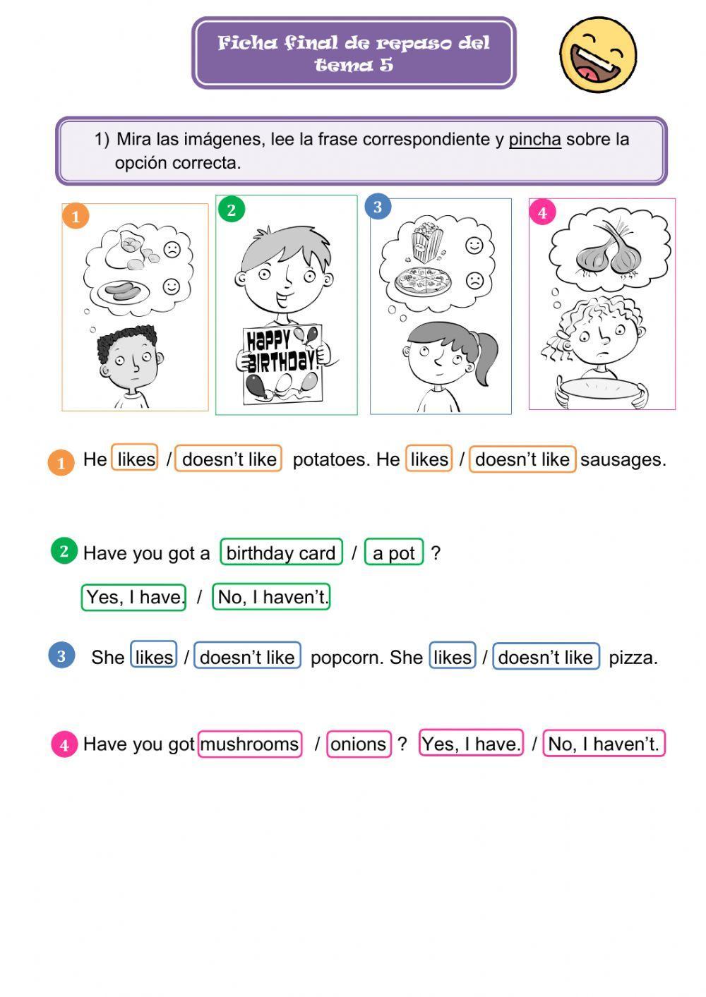 Ficha repaso final tema 5-2º Primaria