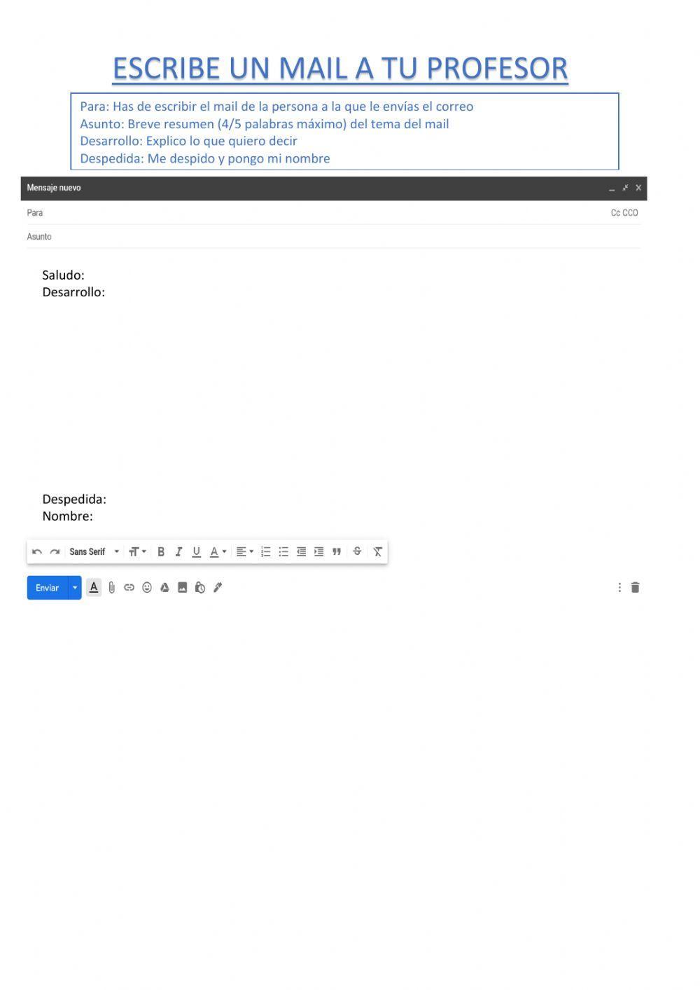 Correo a mi profesor