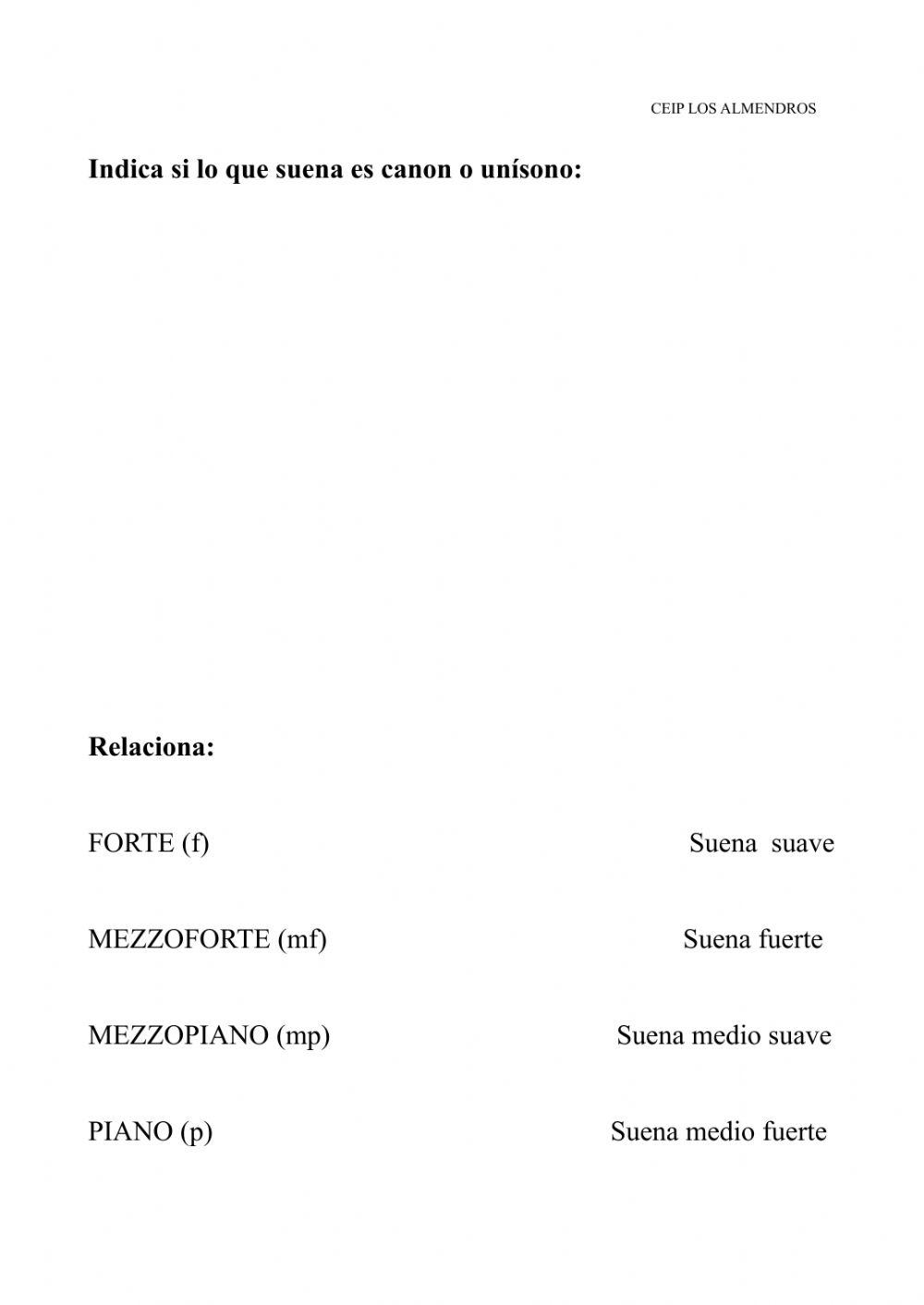 Canon-unísono, intensidad