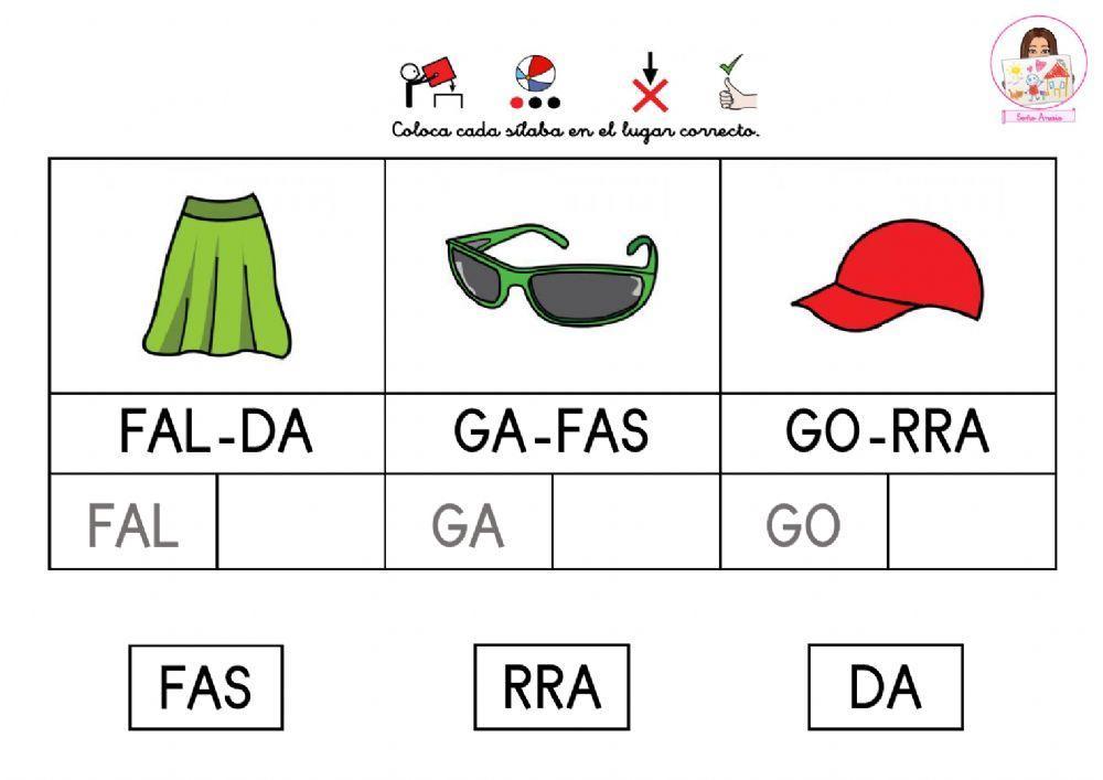 Lectura silábica - La ropa de verano