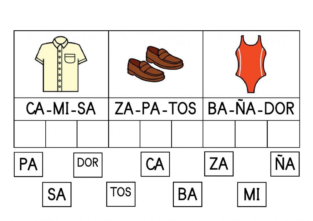 Lectura silábica - La ropa de verano