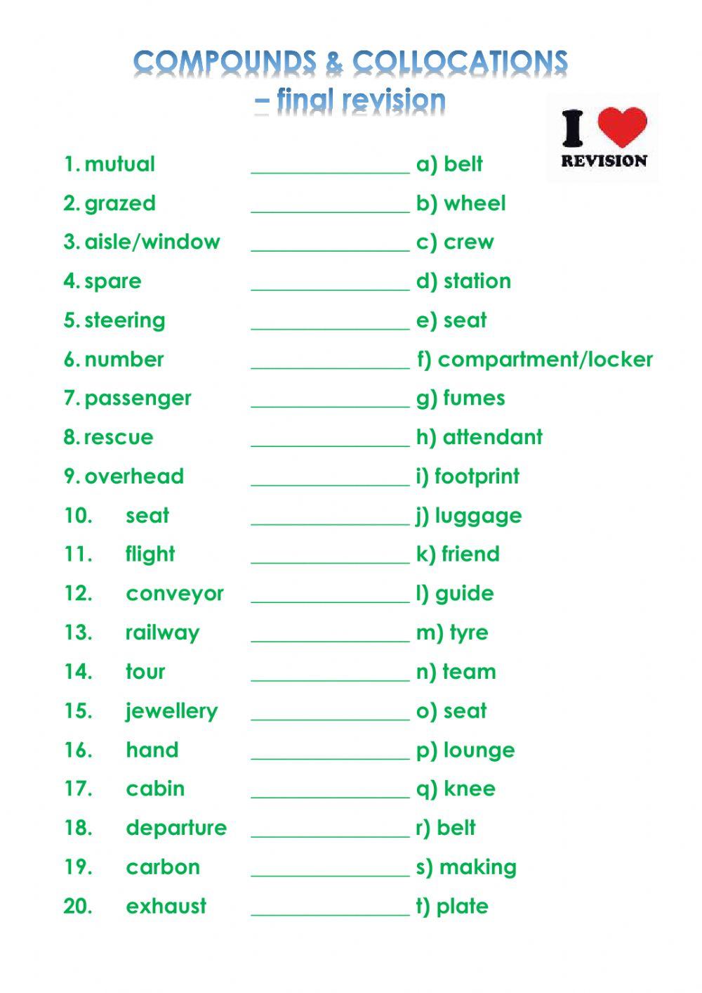 JUNIOR A2+ COMPOUNDS & COLLOCATIONS (final revision) (PIONEER 1-6 & extra)