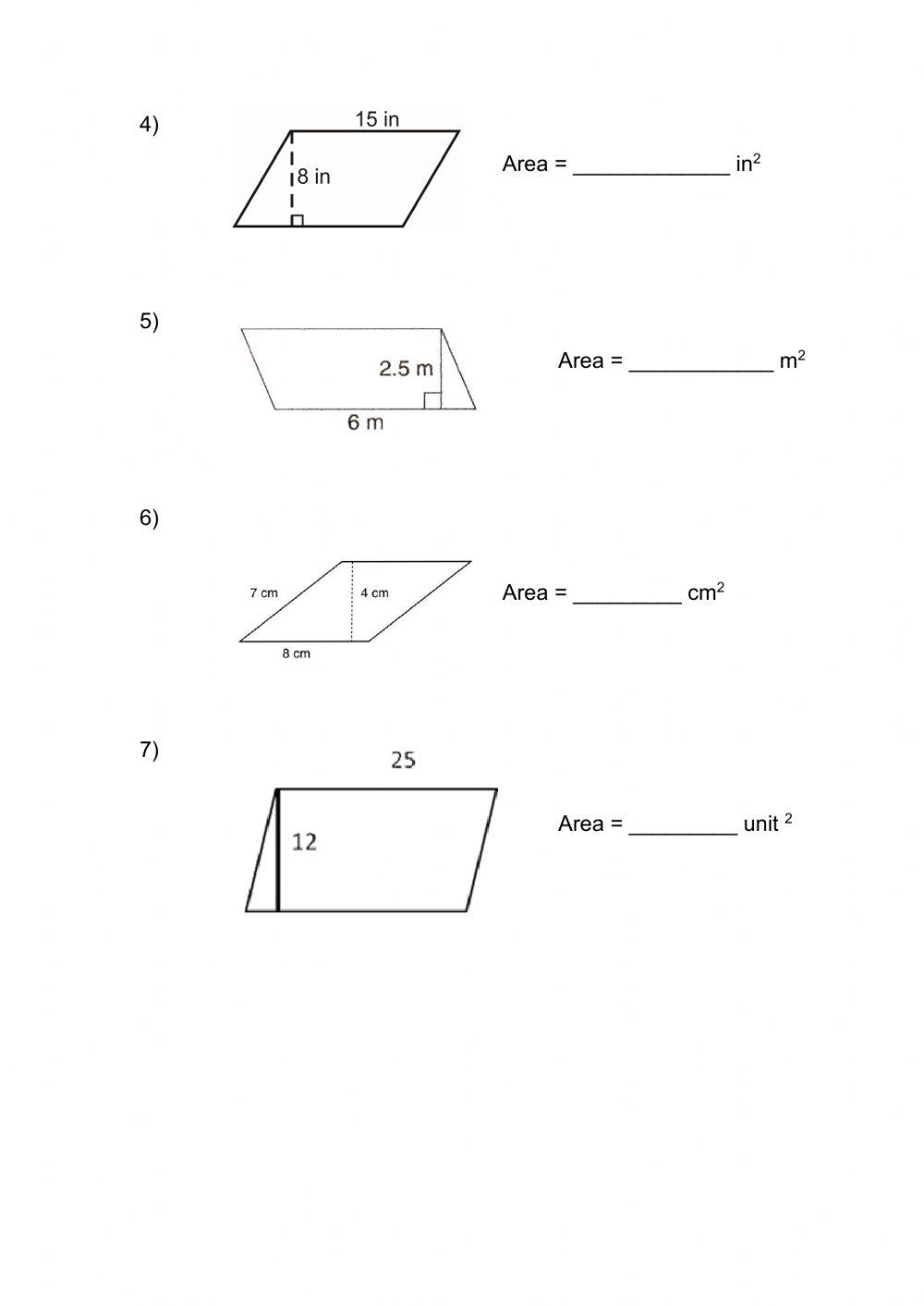 Area of Parallelogram Area of Parallelogram