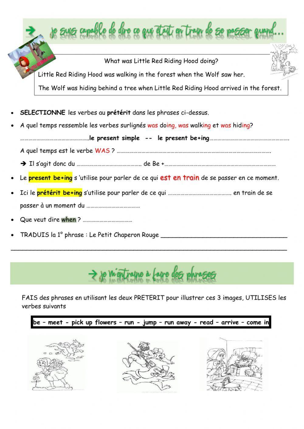 Preterit be+ing Little Red Riding Hood 5°