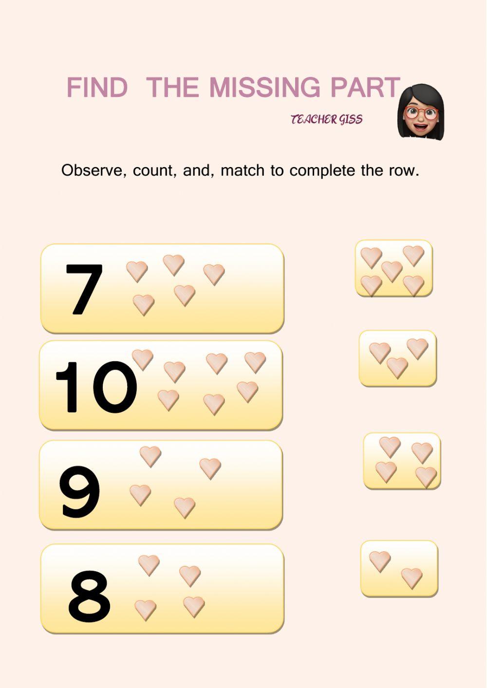 Find the missing part worksheet | Live Worksheets