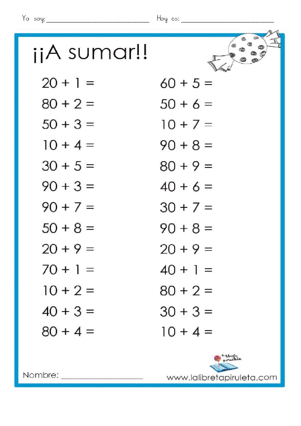 OAOA Sumas con decenas exactas. Composición de números
