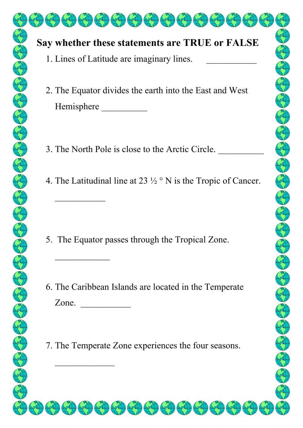 Lines of Latitude and Climatic Zones