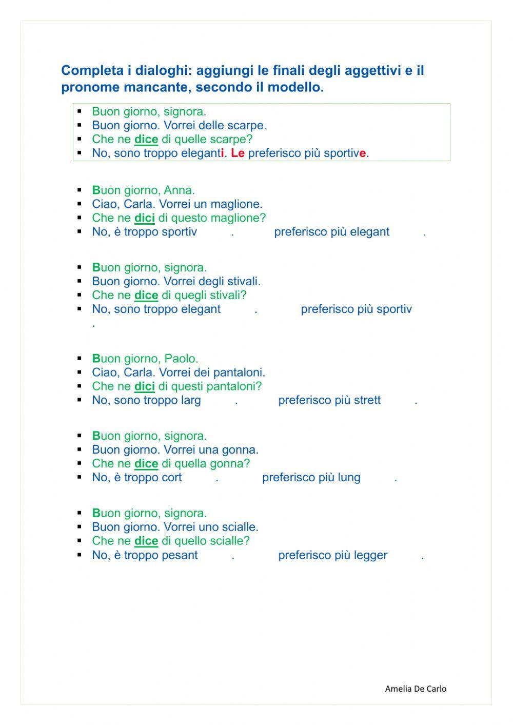 Che ne dice... aggettivi e pronomi
